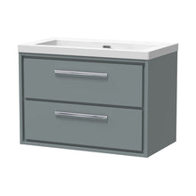 Hudson Reed Lille 800mm Wall Hung 2-drawer Vanity With Basin - 0 Tap Hole Contemp Coastal Grey Fireclay,MFC Smooth Matt 584x813x462mm - JJ Building Materials