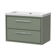 Hudson Reed Lille 800mm Wall Hung 2-drawer Vanity With Basin - 0 Tap Hole Contemp Fern Green Fireclay,MFC Smooth Matt 584x813x462mm - JJ Building Materials