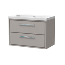 Hudson Reed Lille 800mm Wall Hung 2 - drawer Vanity With Basin - 0 Tap Hole Contemp Pebble Grey Fireclay,MFC Smooth Matt 584x813x462mm - JJ Building Materials