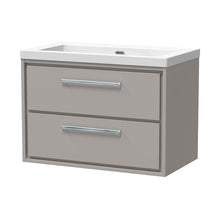 Hudson Reed Lille 800mm Wall Hung 2-drawer Vanity With Basin - 0 Tap Hole Contemp Pebble Grey Fireclay,MFC Smooth Matt 584x813x462mm - JJ Building Materials