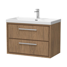 Hudson Reed Lille 800mm Wall Hung 2-drawer Vanity With Basin - 1 Tap Hole Contemp Antique Oak MFC Textured Woodgrain,vitreous China 539x810x460mm - JJ Building Materials