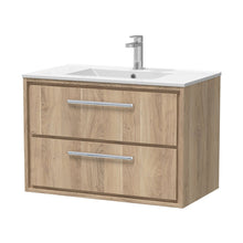 Hudson Reed Lille 800mm Wall Hung 2-drawer Vanity With Basin - 1 Tap Hole Contemp Bleached Oak MFC Textured Woodgrain,vitreous China 539x805x460mm - JJ Building Materials