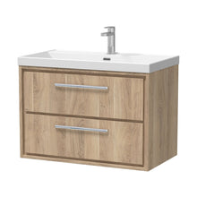Hudson Reed Lille 800mm Wall Hung 2-drawer Vanity With Basin - 1 Tap Hole Contemp Bleached Oak MFC Textured Woodgrain,vitreous China 539x810x460mm - JJ Building Materials