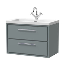 Hudson Reed Lille 800mm Wall Hung 2-drawer Vanity With Basin - 1 Tap Hole Contemp Coastal Grey Fireclay,MFC Smooth Matt 584x813x462mm - JJ Building Materials