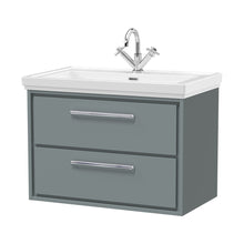 Hudson Reed Lille 800mm Wall Hung 2-drawer Vanity With Basin - 1 Tap Hole Contemp Coastal Grey Fireclay,MFC Smooth Matt 606x830x471mm - JJ Building Materials