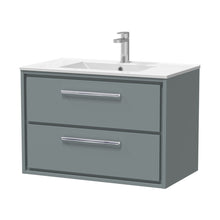 Hudson Reed Lille 800mm Wall Hung 2-drawer Vanity With Basin - 1 Tap Hole Contemp Coastal Grey MFC Smooth Matt,vitreous China 539x805x460mm - JJ Building Materials