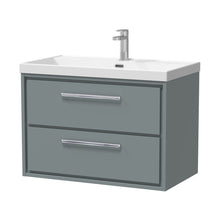 Hudson Reed Lille 800mm Wall Hung 2-drawer Vanity With Basin - 1 Tap Hole Contemp Coastal Grey MFC Smooth Matt,vitreous China 539x810x460mm - JJ Building Materials