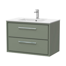 Hudson Reed Lille 800mm Wall Hung 2-drawer Vanity With Basin - 1 Tap Hole Contemp Fern Green MFC Smooth Matt,vitreous China 539x805x460mm - JJ Building Materials