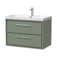 Hudson Reed Lille 800mm Wall Hung 2-drawer Vanity With Basin - 1 Tap Hole Contemp Fern Green MFC Smooth Matt,vitreous China 539x810x460mm - JJ Building Materials