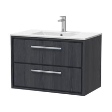 Hudson Reed Lille 800mm Wall Hung 2-drawer Vanity With Basin - 1 Tap Hole Contemp Graphite Grey Woodgrain MFC Textured Woodgrain,vitreous China 539x805x460mm - JJ Building Materials