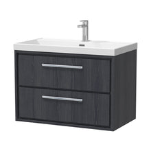 Hudson Reed Lille 800mm Wall Hung 2-drawer Vanity With Basin - 1 Tap Hole Contemp Graphite Grey Woodgrain MFC Textured Woodgrain,vitreous China 539x810x460mm - JJ Building Materials