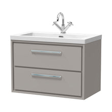Hudson Reed Lille 800mm Wall Hung 2-drawer Vanity With Basin - 1 Tap Hole Contemp Pebble Grey Fireclay,MFC Smooth Matt 584x813x462mm - JJ Building Materials