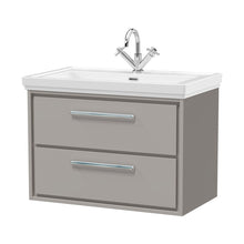 Hudson Reed Lille 800mm Wall Hung 2-drawer Vanity With Basin - 1 Tap Hole Contemp Pebble Grey Fireclay,MFC Smooth Matt 606x830x471mm - JJ Building Materials
