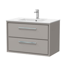 Hudson Reed Lille 800mm Wall Hung 2-drawer Vanity With Basin - 1 Tap Hole Contemp Pebble Grey MFC Smooth Matt,vitreous China 539x805x460mm - JJ Building Materials