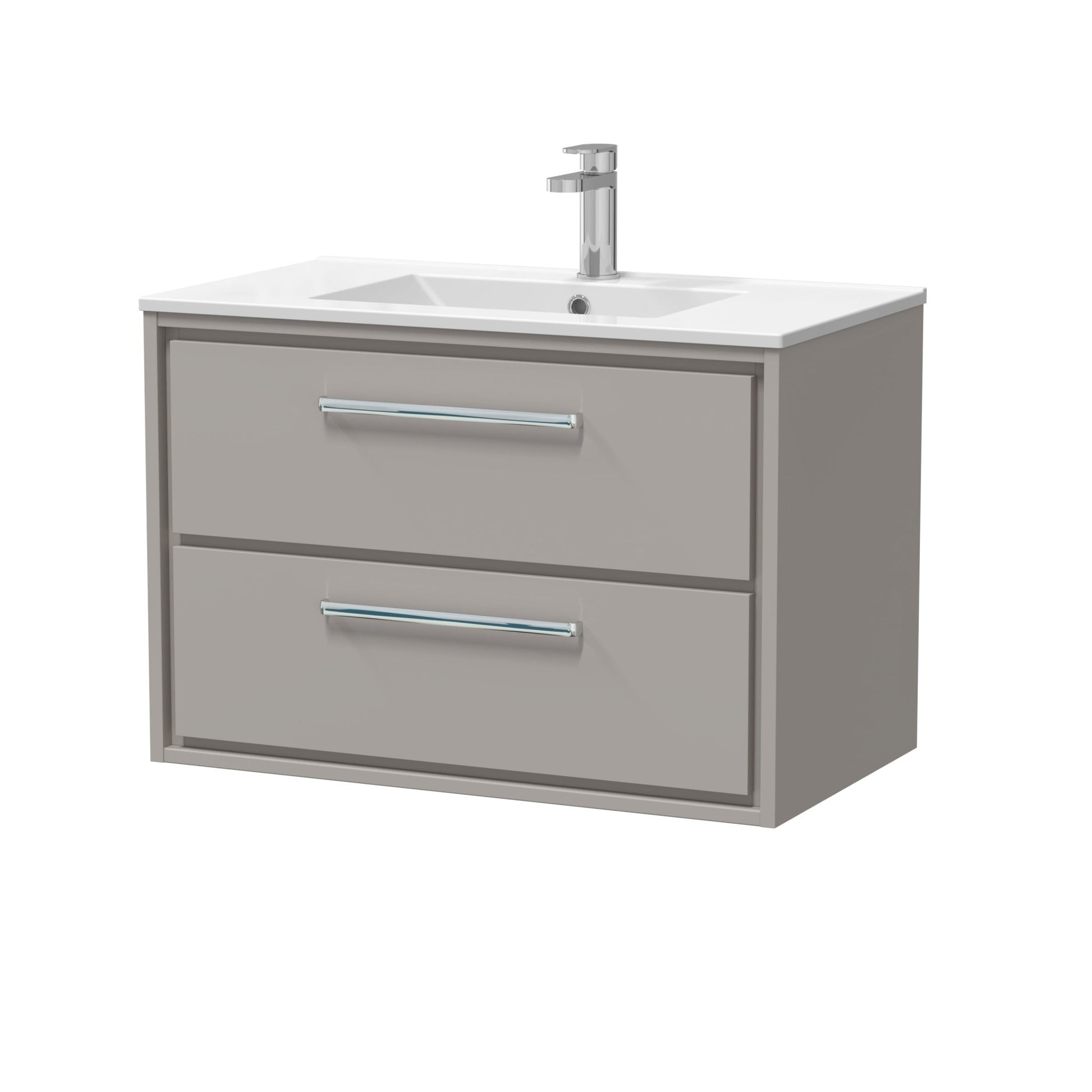 Hudson Reed Lille 800mm Wall Hung 2 - drawer Vanity With Basin - 1 Tap Hole Contemp Pebble Grey MFC Smooth Matt,vitreous China 539x805x460mm - JJ Building Materials