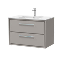 Hudson Reed Lille 800mm Wall Hung 2 - drawer Vanity With Basin - 1 Tap Hole Contemp Pebble Grey MFC Smooth Matt,vitreous China 539x805x460mm - JJ Building Materials