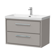 Hudson Reed Lille 800mm Wall Hung 2-drawer Vanity With Basin - 1 Tap Hole Contemp Pebble Grey MFC Smooth Matt,vitreous China 539x810x460mm - JJ Building Materials