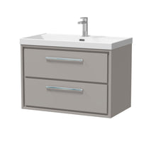 Hudson Reed Lille 800mm Wall Hung 2 - drawer Vanity With Basin - 1 Tap Hole Contemp Pebble Grey MFC Smooth Matt,vitreous China 539x810x460mm - JJ Building Materials