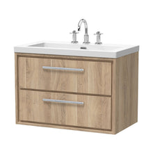 Hudson Reed Lille 800mm Wall Hung 2-drawer Vanity With Basin - 3 Tap Hole Contemp Bleached Oak Fireclay,MFC Textured Woodgrain 584x813x462mm - JJ Building Materials