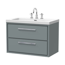 Hudson Reed Lille 800mm Wall Hung 2-drawer Vanity With Basin - 3 Tap Hole Contemp Coastal Grey Fireclay,MFC Smooth Matt 584x813x462mm - JJ Building Materials