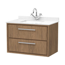 Hudson Reed Lille 800mm Wall Hung 2-drawer Vanity With Marble Worktop Basin Contemp Antique Oak MFC Textured Woodgrain,vitreous China 617x820x470mm - JJ Building Materials