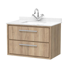 Hudson Reed Lille 800mm Wall Hung 2-drawer Vanity With Marble Worktop Basin Contemp Bleached Oak MFC Textured Woodgrain,vitreous China 617x820x470mm - JJ Building Materials