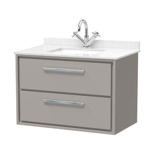 Hudson Reed Lille 800mm Wall Hung 2-drawer Vanity With Marble Worktop Basin Contemp Pebble Grey MFC Smooth Matt,vitreous China 617x820x470mm - JJ Building Materials