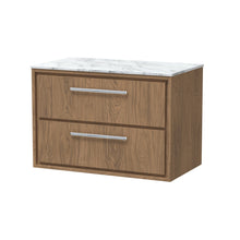 Hudson Reed Lille 800mm Wall Hung 2 - drawer Vanity With Marble Worktop Contemp Antique Oak MFC Textured Woodgrain,natural Marble 539x810x460mm - LIL2726CMT - JJ Building Materials