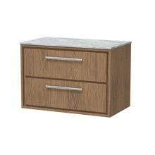 Hudson Reed Lille 800mm Wall Hung 2 - drawer Vanity With Marble Worktop Contemp Antique Oak MFC Textured Woodgrain,natural Marble 539x810x460mm - LIL2726GMT - JJ Building Materials