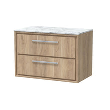 Hudson Reed Lille 800mm Wall Hung 2 - drawer Vanity With Marble Worktop Contemp Bleached Oak MFC Textured Woodgrain,natural Marble 539x810x460mm - LIL3026CMT - JJ Building Materials