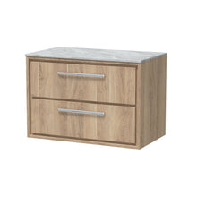 Hudson Reed Lille 800mm Wall Hung 2 - drawer Vanity With Marble Worktop Contemp Bleached Oak MFC Textured Woodgrain,natural Marble 539x810x460mm - LIL3026GMT - JJ Building Materials