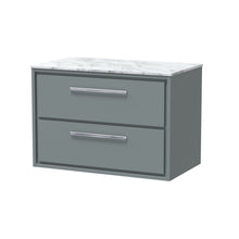 Hudson Reed Lille 800mm Wall Hung 2 - drawer Vanity With Marble Worktop Contemp Coastal Grey MFC Smooth Matt,natural Marble 539x810x460mm - LIL2326CMT - JJ Building Materials
