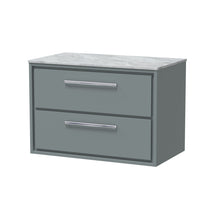 Hudson Reed Lille 800mm Wall Hung 2 - drawer Vanity With Marble Worktop Contemp Coastal Grey MFC Smooth Matt,natural Marble 539x810x460mm - LIL2326GMT - JJ Building Materials