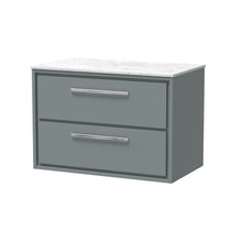 Hudson Reed Lille 800mm Wall Hung 2 - drawer Vanity With Marble Worktop Contemp Coastal Grey MFC Smooth Matt,natural Marble 539x810x460mm - LIL2326WMT - JJ Building Materials