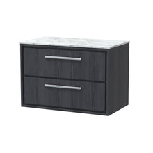 Hudson Reed Lille 800mm Wall Hung 2 - drawer Vanity With Marble Worktop Contemp Graphite Grey Woodgrain MFC Textured Woodgrain,natural Marble 539x810x460mm - LIL2226CMT - JJ Building Materials