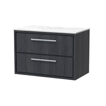 Hudson Reed Lille 800mm Wall Hung 2 - drawer Vanity With Marble Worktop Contemp Graphite Grey Woodgrain MFC Textured Woodgrain,natural Marble 539x810x460mm - LIL2226WMT - JJ Building Materials