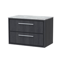 Hudson Reed Lille 800mm Wall Hung 2 - drawer Vanity With Marble Worktop Contemp Graphite Grey Woodgrain MFC Textured Woodgrain,natural Marble 539x810x460mm - LIL2226GMT - JJ Building Materials