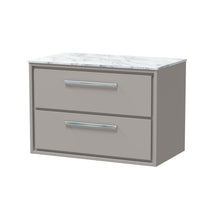 Hudson Reed Lille 800mm Wall Hung 2 - drawer Vanity With Marble Worktop Contemp Pebble Grey MFC Smooth Matt,natural Marble 539x810x460mm - LIL3226CMT - JJ Building Materials