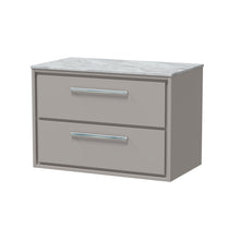 Hudson Reed Lille 800mm Wall Hung 2 - drawer Vanity With Marble Worktop Contemp Pebble Grey MFC Smooth Matt,natural Marble 539x810x460mm - LIL3226GMT - JJ Building Materials