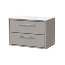 Hudson Reed Lille 800mm Wall Hung 2 - drawer Vanity With Marble Worktop Contemp Pebble Grey MFC Smooth Matt,natural Marble 539x810x460mm - LIL3226WMT - JJ Building Materials