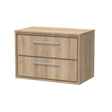 Hudson Reed Lille 800mm Wall Hung 2 - drawer Vanity With Worktop Contemp Bleached Oak MFC Textured Woodgrain 539x805x460mm - JJ Building Materials