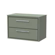 Hudson Reed Lille 800mm Wall Hung 2 - drawer Vanity With Worktop Contemp Fern Green MFC Smooth Matt 539x805x460mm - JJ Building Materials