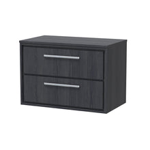 Hudson Reed Lille 800mm Wall Hung 2 - drawer Vanity With Worktop Contemp Graphite Grey Woodgrain MFC Textured Woodgrain 539x805x460mm - JJ Building Materials