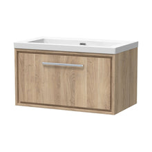 Hudson Reed Lille 800mm Wall Hung Single Drawer Vanity With Basin - 0 Tap Hole Contemp Bleached Oak Fireclay,MFC Textured Woodgrain 476x813x462mm - JJ Building Materials