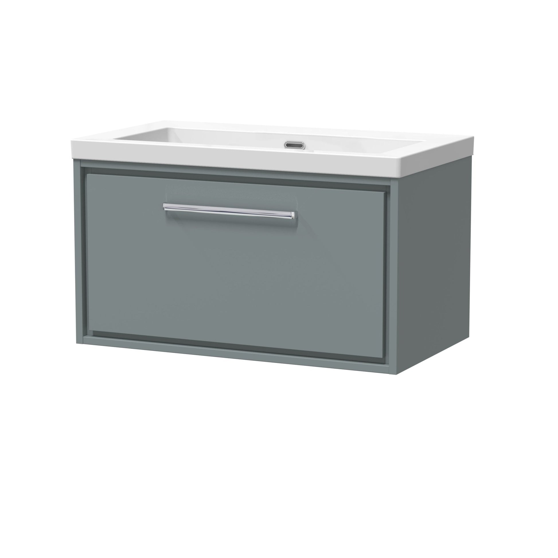Hudson Reed Lille 800mm Wall Hung Single Drawer Vanity With Basin - 0 Tap Hole Contemp Coastal Grey Fireclay,MFC Smooth Matt 476x813x462mm - JJ Building Materials