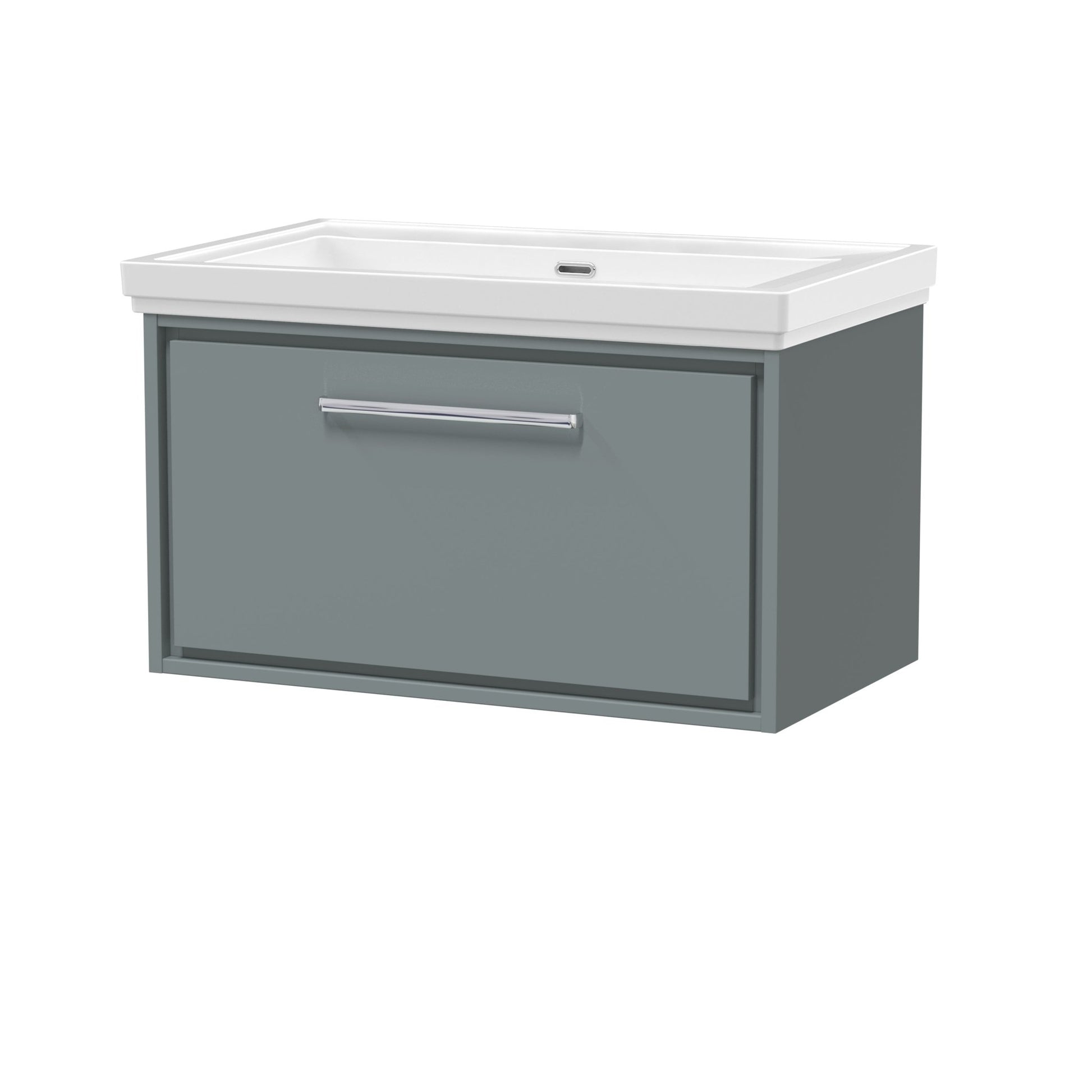 Hudson Reed Lille 800mm Wall Hung Single Drawer Vanity With Basin - 0 Tap Hole Contemp Coastal Grey Fireclay,MFC Smooth Matt 498x830x471mm - JJ Building Materials