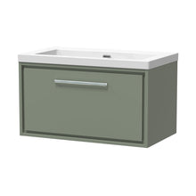Hudson Reed Lille 800mm Wall Hung Single Drawer Vanity With Basin - 0 Tap Hole Contemp Fern Green Fireclay,MFC Smooth Matt 476x813x462mm - JJ Building Materials