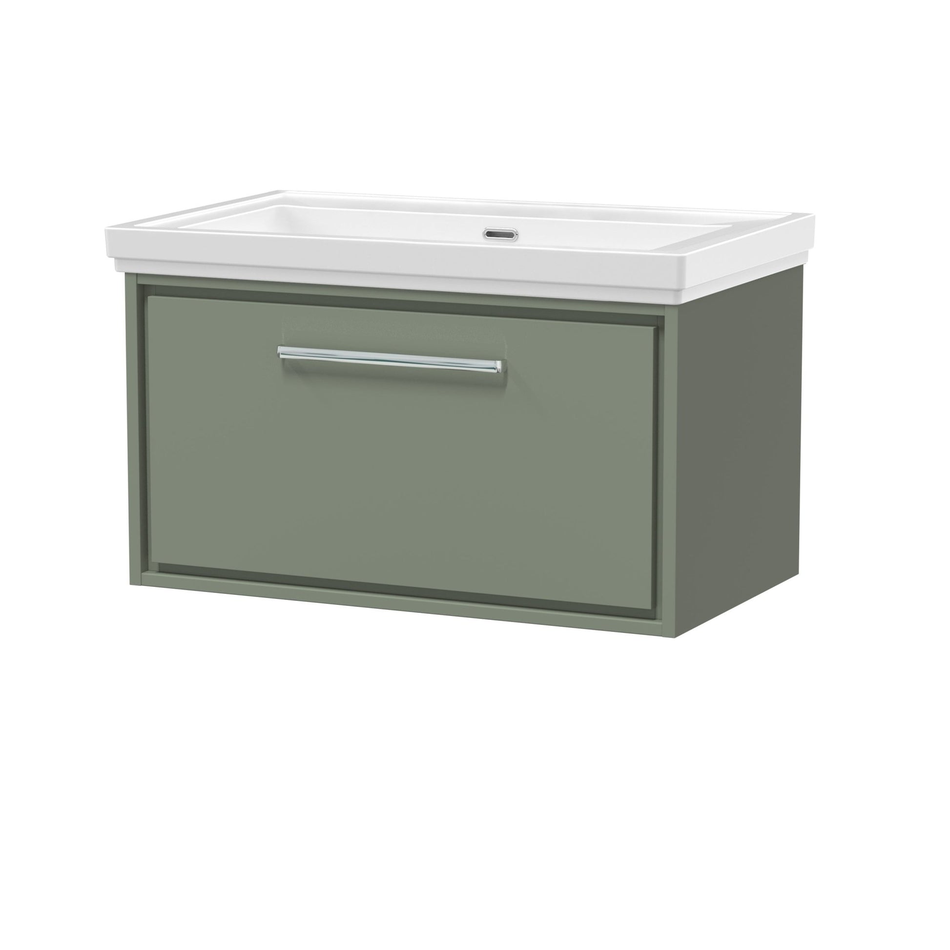 Hudson Reed Lille 800mm Wall Hung Single Drawer Vanity With Basin - 0 Tap Hole Contemp Fern Green Fireclay,MFC Smooth Matt 498x830x471mm - JJ Building Materials