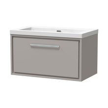 Hudson Reed Lille 800mm Wall Hung Single Drawer Vanity With Basin - 0 Tap Hole Contemp Pebble Grey Fireclay,MFC Smooth Matt 476x813x462mm - JJ Building Materials