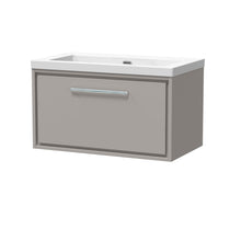 Hudson Reed Lille 800mm Wall Hung Single Drawer Vanity With Basin - 0 Tap Hole Contemp Pebble Grey Fireclay,MFC Smooth Matt 476x813x462mm - JJ Building Materials